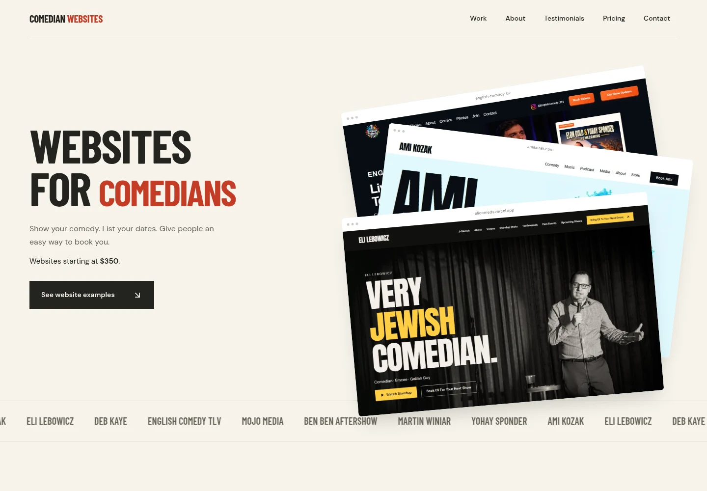 Comedian Websites: specialist service website — Comedian Websites