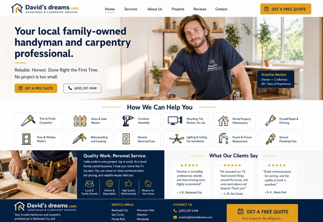 David's Dreams handyman & carpentry homepage