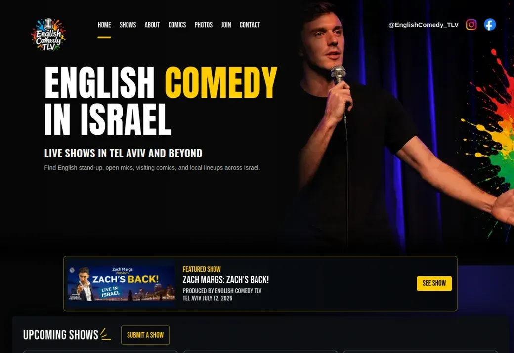 English Comedy Tel Aviv live stand-up homepage